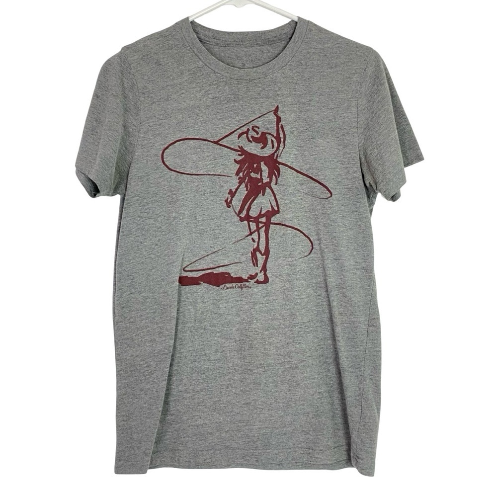 Lincoln Outfitters Cowgirl Tee Tshirt Womens Size Small Lasso Crewneck SS Gray